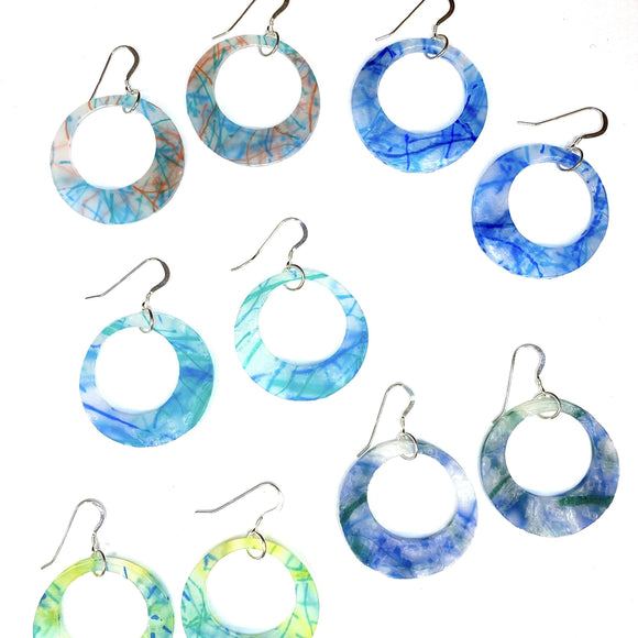 Melted Marine Debris Earrings: Circle Cut-Out