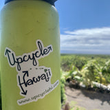 Die Cut Sticker on Water Bottle Upcycle Hawaii Vinyl Sticker Upcycled Repurposed Made in Hawaii