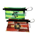 FPZPMR- Honu and Hibiscus Painted Plastics Upcycle Hawaii Hand painted Fused Plastic Zipper Pouches Upcycled Repurposed Made in Hawaii