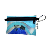 FPZPMR- OCB Honu with Coral Painted Plastics Upcycle Hawaii Hand painted Fused Plastic Zipper Pouches Upcycled Repurposed Made in Hawaii
