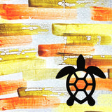 Honu Shell on Orange Background Painted Plastics Upcycle Hawaii Hand painted Fused Plastic Zipper Pouches Upcycled reclaimed Made in Hawaii