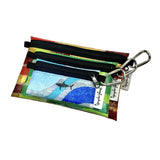 Painted Plastics 3 Sizes Rectangle Painted Plastics Upcycle Hawaii Hand painted Fused Plastic Zipper Pouches Upcycled Repurposed Made in Hawaii