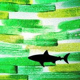 Shark on Green Background Painted Plastics Upcycle Hawaii Hand painted Fused Plastic Zipper Pouches Upcycled Repurposed Made in Hawaii