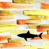 Shark on Orange Background Painted Plastics Upcycle Hawaii Hand painted Fused Plastic Zipper Pouches Upcycled Repurposed Made in Hawaii