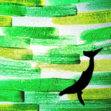 Whale on Green Background Painted Plastics Upcycle Hawaii Hand painted Fused Plastic Zipper Pouches Upcycled reclaimed Made in Hawaii